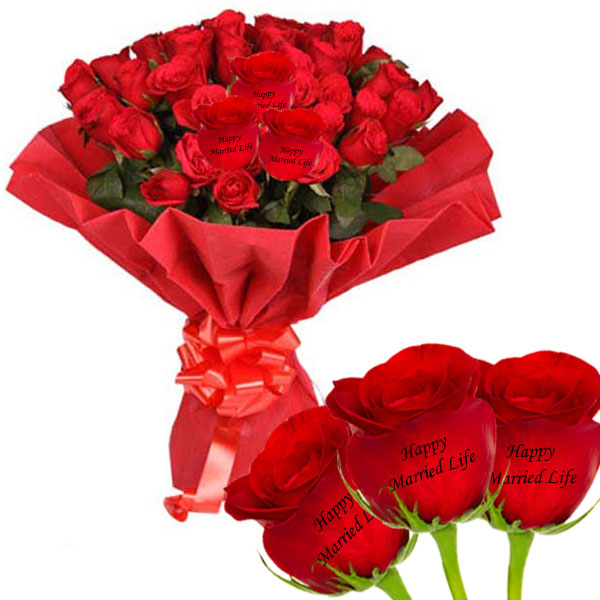 "Talking Roses ( 25 Red Roses Flower bunch) - Wedding Combo01 - Click here to View more details about this Product